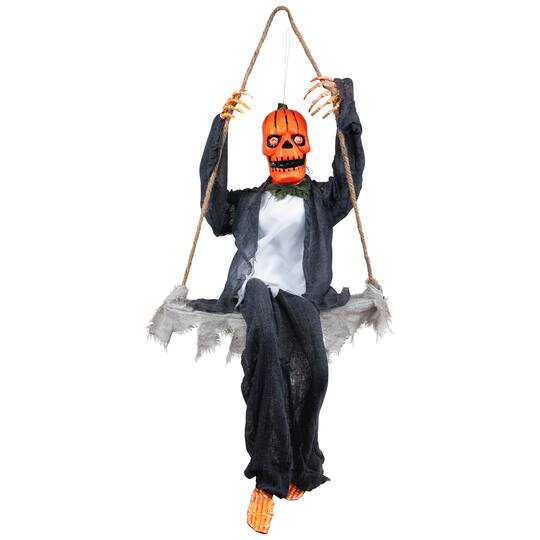 30" Animated Swinging Pumpkin Man Halloween Decoration